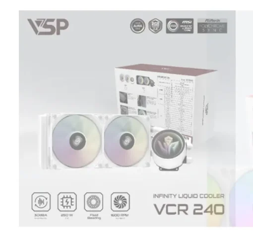 Tản nhiệt nước VSP VCR-240 White (PWM 4 Pin, 12V 3Pin ARGBLGA115X/ 1200 / 1700 / 1366 – LGA2011 / 2066/FM2 / FM2+ / AM3 / AM3+ / AM4 / AM5)